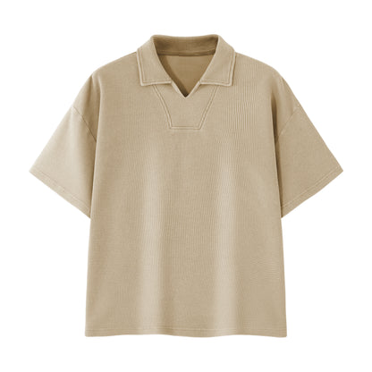 Men's Diamond Pattern Waffle Knit Polo Shirt