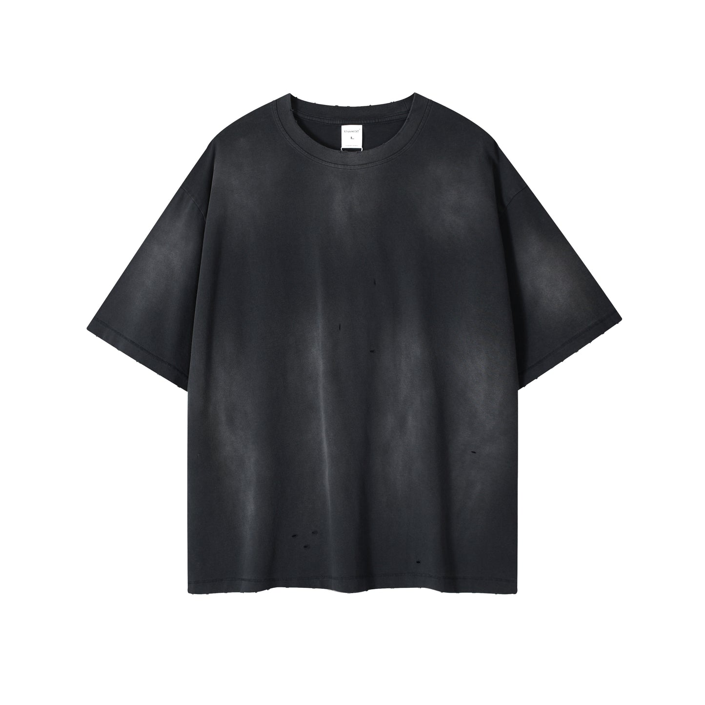 Men's T-shirt with monkey-print distressed edges, short-sleeved