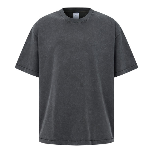 Men's T-shirt hem jumping feet, washed with water, wax printed round neck short sleeved shirt