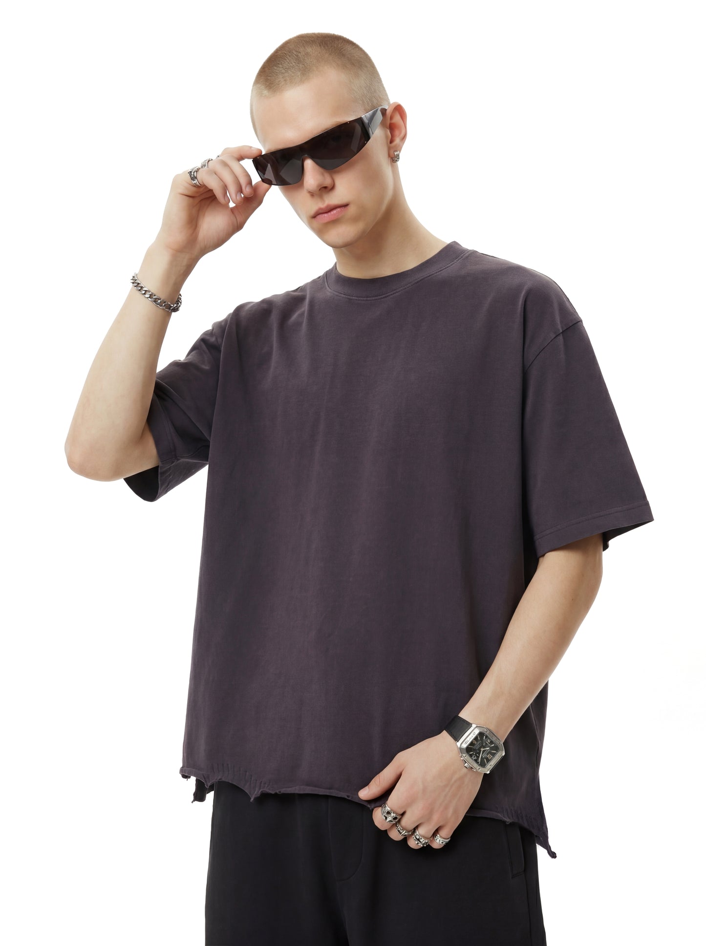 Men's Distressed Wash Retro Short-Sleeve Slim Fit T-Shirt