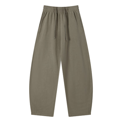 Men's 100% cotton loose-fitting curved-cut long pants made of pure cotton