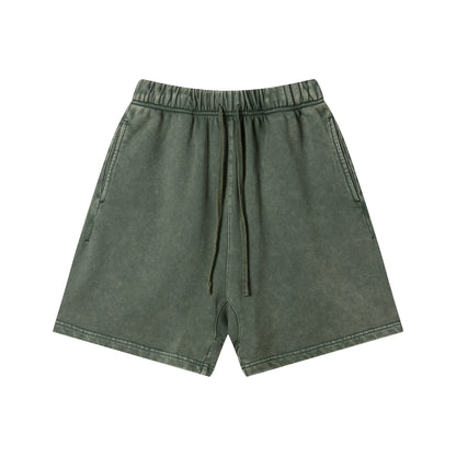 Women's Solid-Color Casual Shorts — Washed Mid-Length Shorts