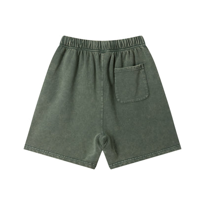 Women's Solid-Color Casual Shorts — Washed Mid-Length Shorts