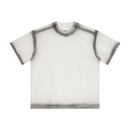 Men's T-shirt solid color spray painted and washed with water to make old T-shirt