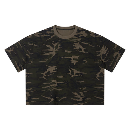 Retro camouflage printed T-shirt made of 100% pure cotton, featuring a military style with a soft and comfortable touch for the skin