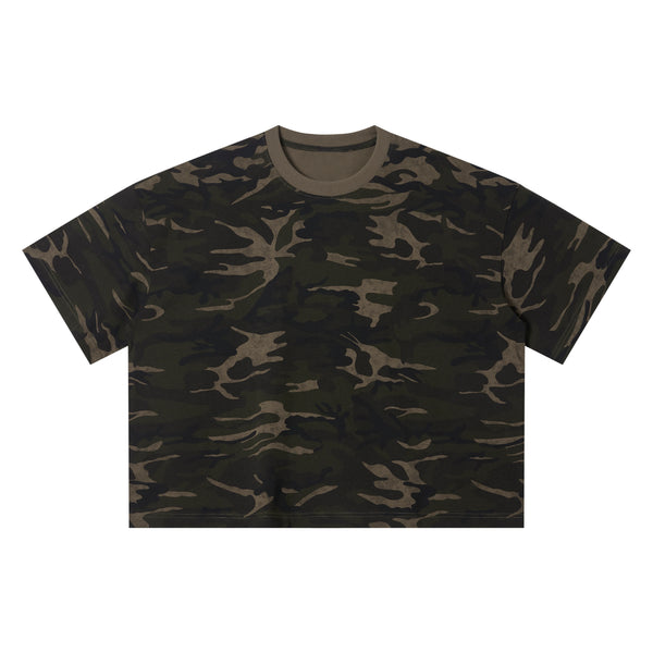 Retro camouflage printed T-shirt made of 100% pure cotton, featuring a military style with a soft and comfortable touch for the skin