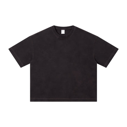 Men's T-shirt heavy wash water BOXY version versatile round neck