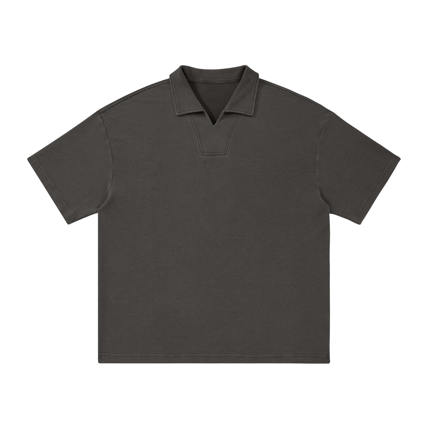 Men's Diamond Pattern Waffle Knit Polo Shirt
