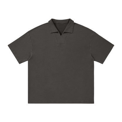 Men's Diamond Pattern Waffle Knit Polo Shirt