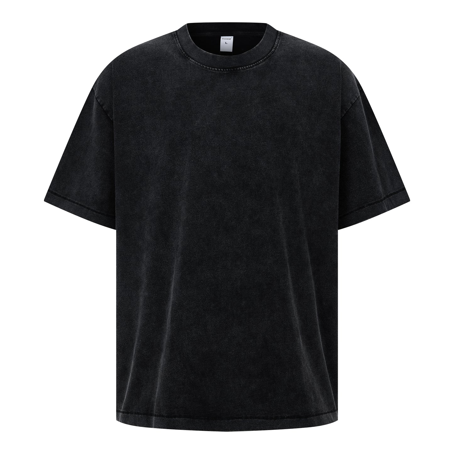 Men's T-shirt hem jumping feet, washed water wax printed short sleeved print, versatile round neck