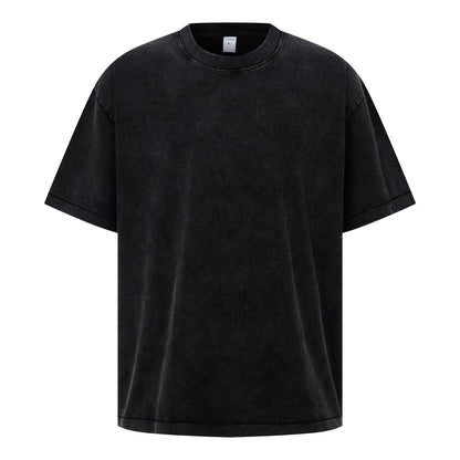 Men's T-shirt hem jumping feet, washed water wax printed short sleeved print, versatile round neck