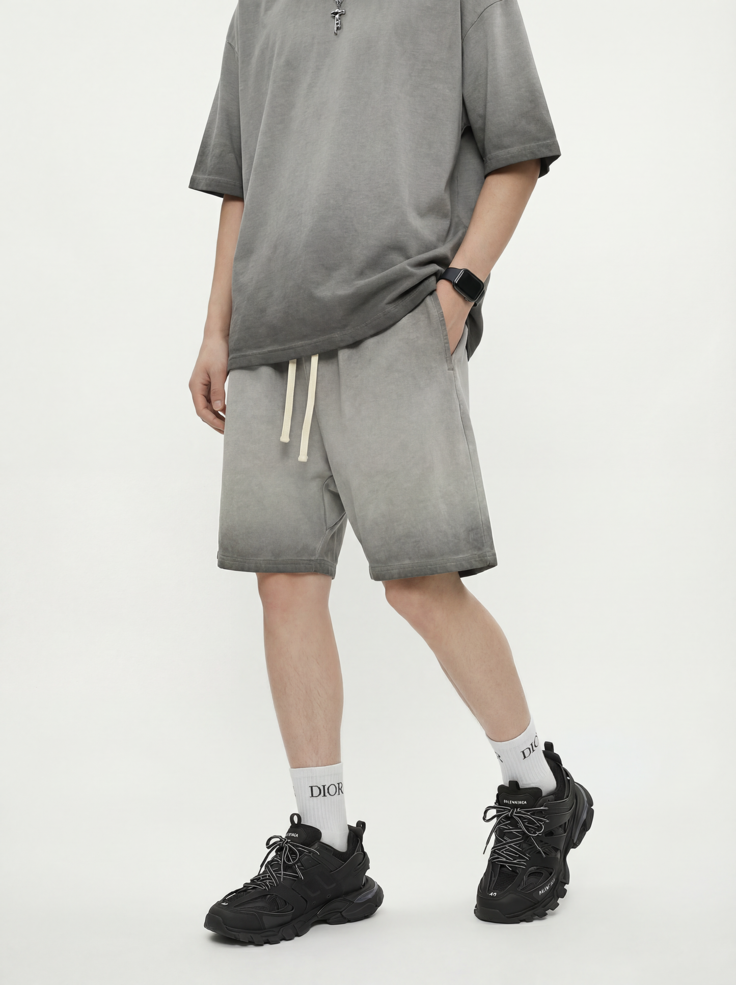 Men's Dyed Distressed Terry Cloth Shorts