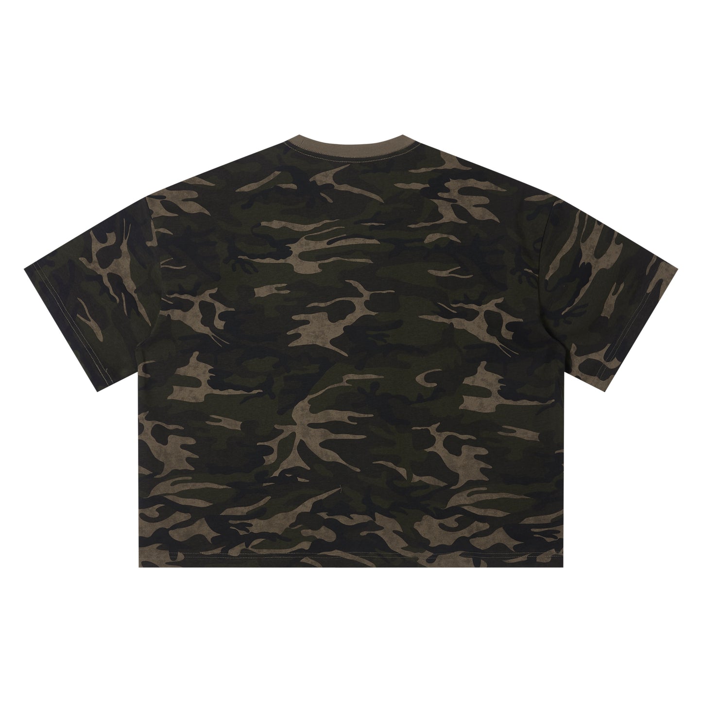 Retro camouflage printed T-shirt made of 100% pure cotton, featuring a military style with a soft and comfortable touch for the skin