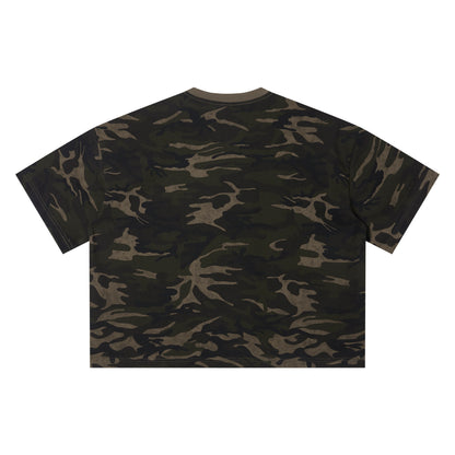 Retro camouflage printed T-shirt made of 100% pure cotton, featuring a military style with a soft and comfortable touch for the skin