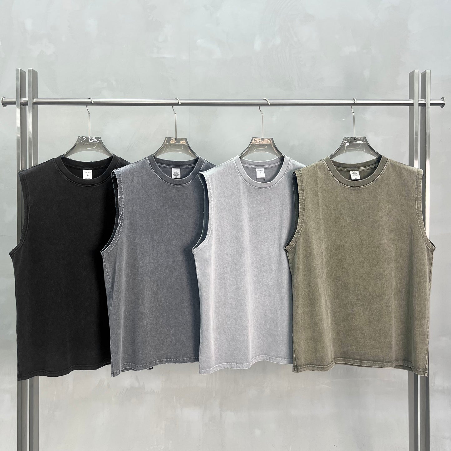 Men's T-shirt with distressed batik and frayed edges, vest