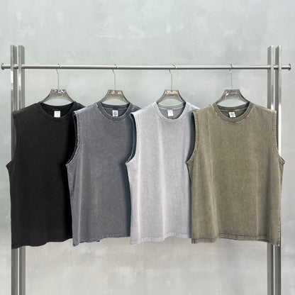 Men's T-shirt with distressed batik and frayed edges, vest