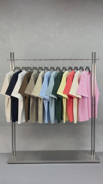Women's Short-Sleeve T-Shirt, Relaxed High-Street Style, Earth Tones, 16 Colors, FOG Drop-Shoulder